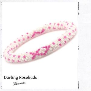 Beaded Breast Cancer Awareness Bracelet 7”